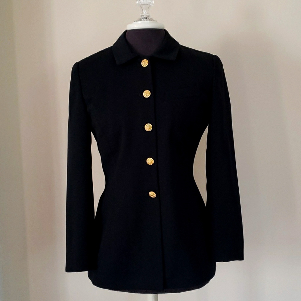 Saville Suit Blazer Black with Gold buttons Petite size 6P